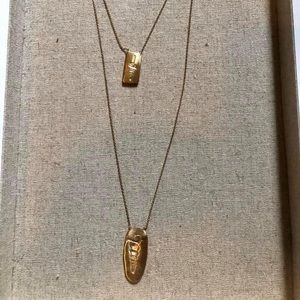 Stella & Dot gold seashell embossed necklace